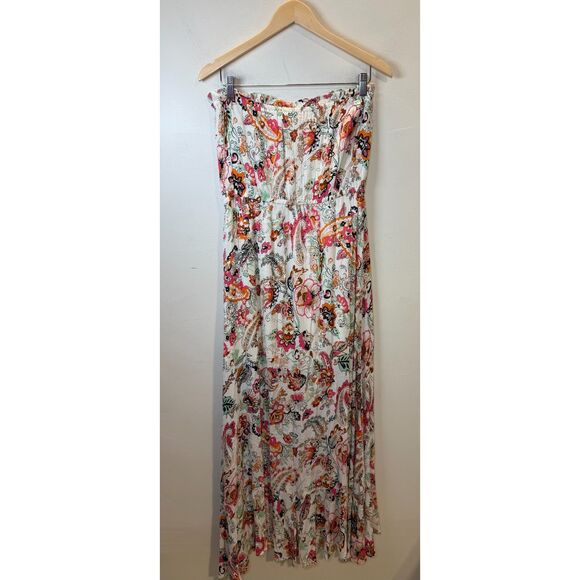 Elan Pink Floral Strapless Printed Maxi Dress Women’s Size Large Boho Vacation - Picture 8 of 10